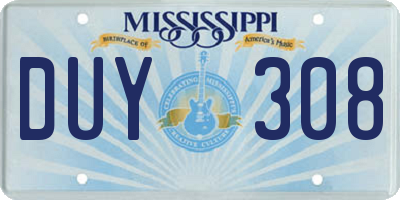 MS license plate DUY308