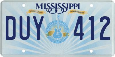MS license plate DUY412