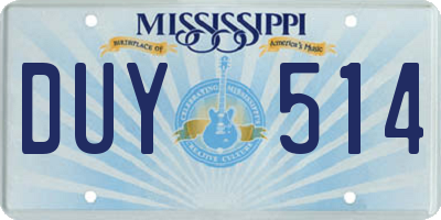 MS license plate DUY514