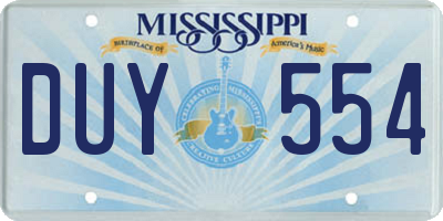 MS license plate DUY554