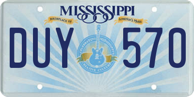 MS license plate DUY570
