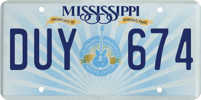 MS license plate DUY674
