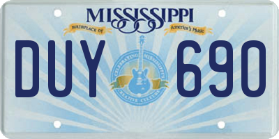 MS license plate DUY690