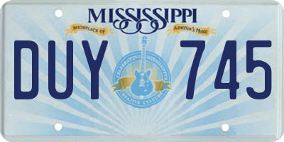 MS license plate DUY745