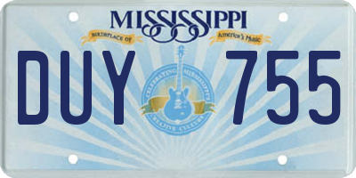 MS license plate DUY755