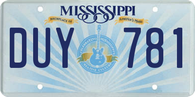 MS license plate DUY781