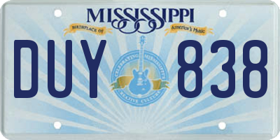 MS license plate DUY838