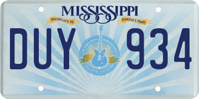 MS license plate DUY934
