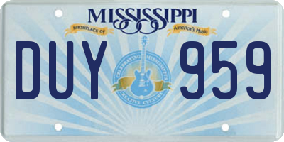 MS license plate DUY959