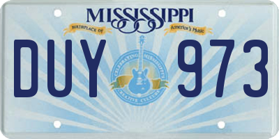 MS license plate DUY973