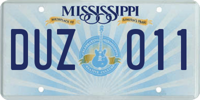 MS license plate DUZ011