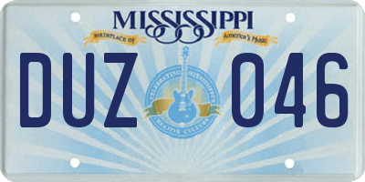MS license plate DUZ046