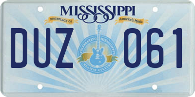 MS license plate DUZ061