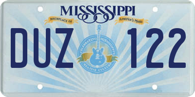 MS license plate DUZ122