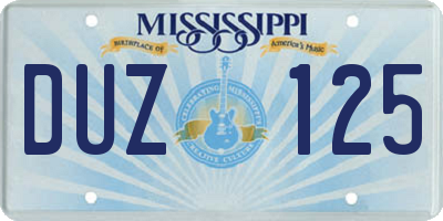 MS license plate DUZ125