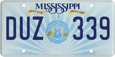 MS license plate DUZ339