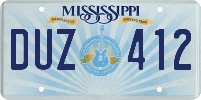 MS license plate DUZ412