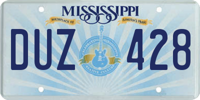 MS license plate DUZ428