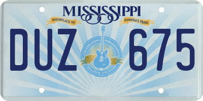 MS license plate DUZ675
