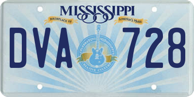 MS license plate DVA728