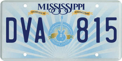 MS license plate DVA815