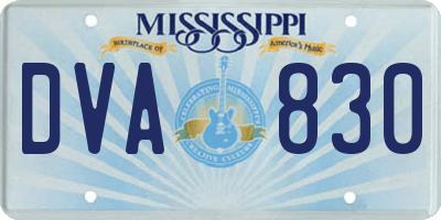 MS license plate DVA830