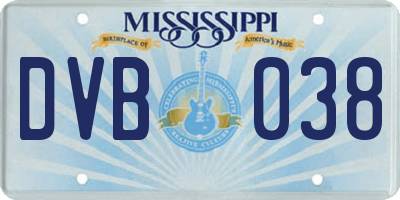 MS license plate DVB038