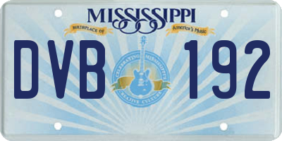 MS license plate DVB192