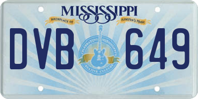 MS license plate DVB649