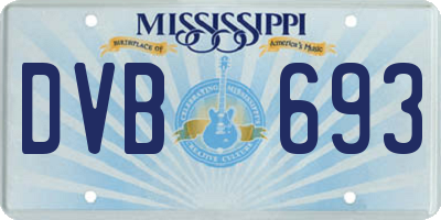MS license plate DVB693
