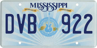 MS license plate DVB922