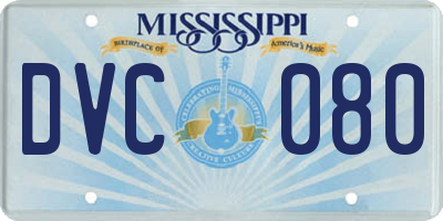 MS license plate DVC080