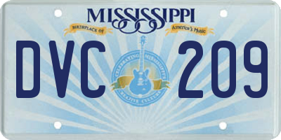 MS license plate DVC209