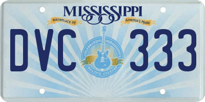 MS license plate DVC333