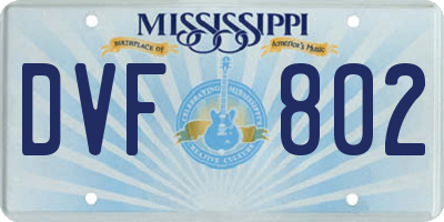 MS license plate DVF802