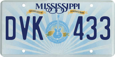 MS license plate DVK433