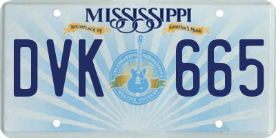 MS license plate DVK665