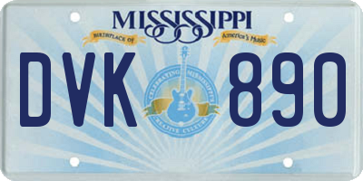MS license plate DVK890