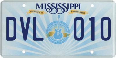 MS license plate DVL010