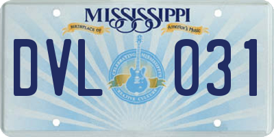 MS license plate DVL031