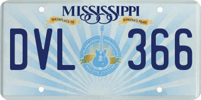 MS license plate DVL366