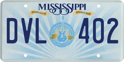 MS license plate DVL402