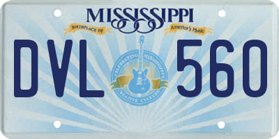 MS license plate DVL560