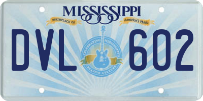 MS license plate DVL602