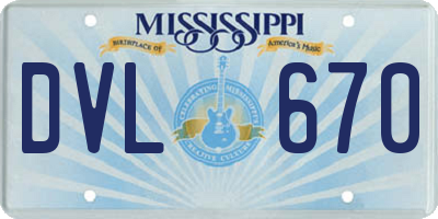 MS license plate DVL670