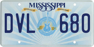 MS license plate DVL680