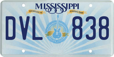 MS license plate DVL838