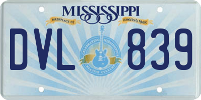 MS license plate DVL839