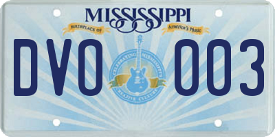 MS license plate DVO003