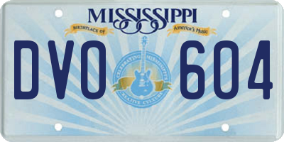 MS license plate DVO604